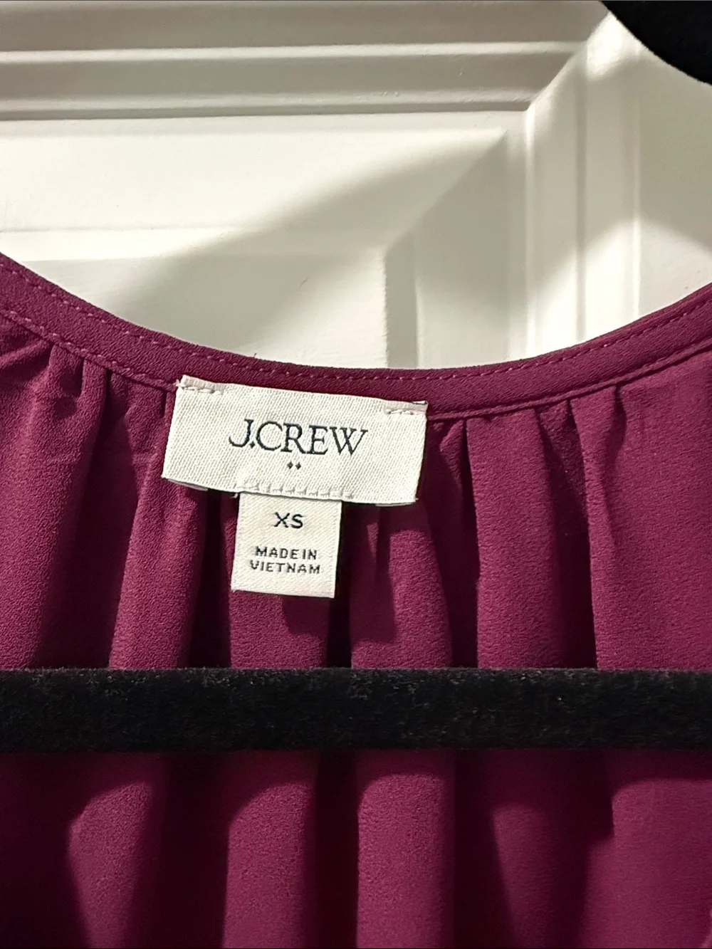 J. Crew Ruffle Tie-Neck Long-Sleeve Blouse in Berry Plum